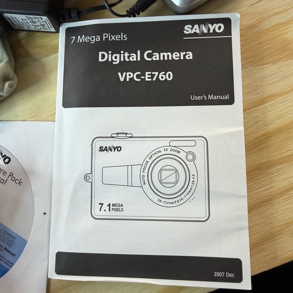 Sanyo VPC-E760 7.1MP Digital Camera Pink CCD Complete In Box Tested - Picture 10 of 11